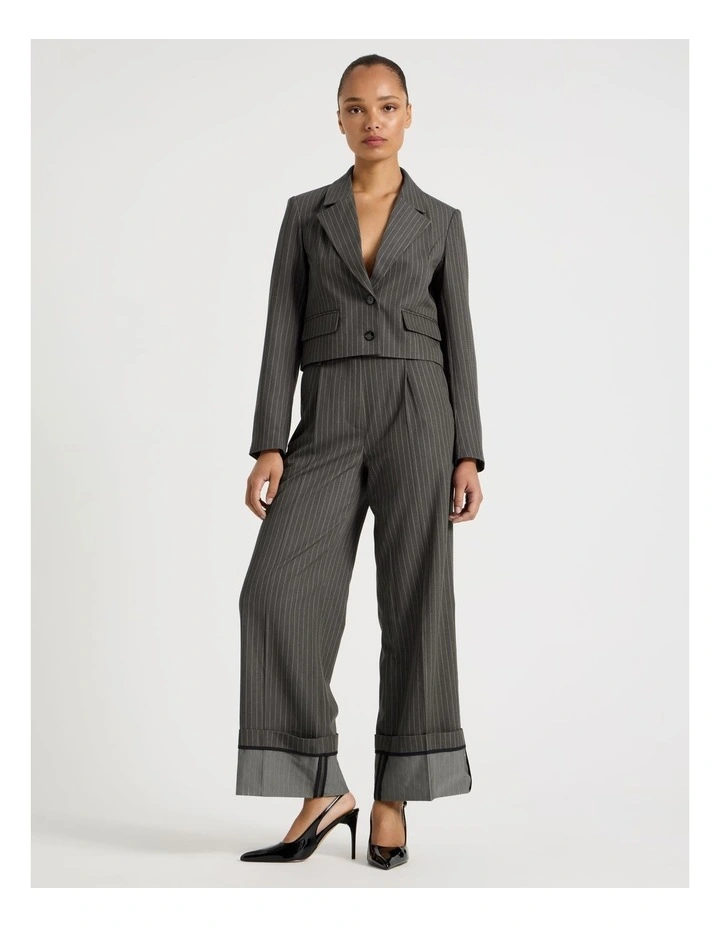 Pinstripe Cropped Blazer in Charcoal image 6