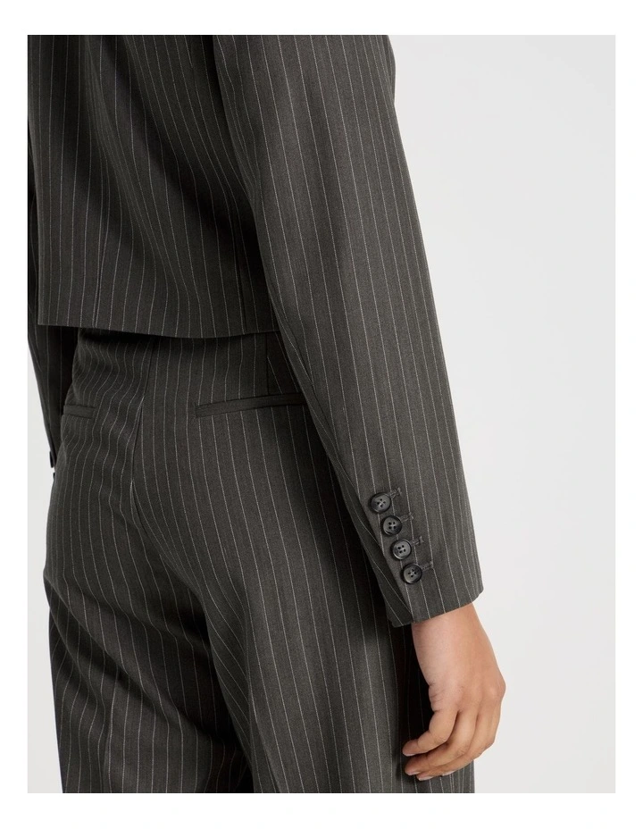 Pinstripe Cropped Blazer in Charcoal image 7