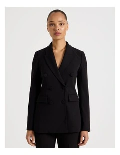 Fitted Double Breasted Blazer in Black