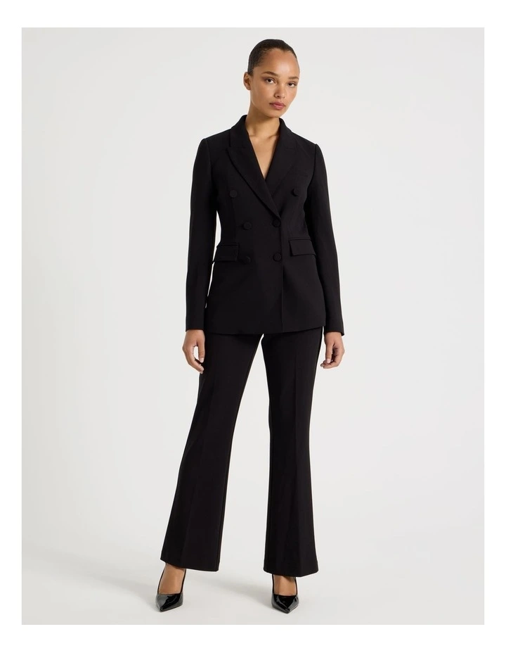 Fitted Double Breasted Blazer in Black image 2