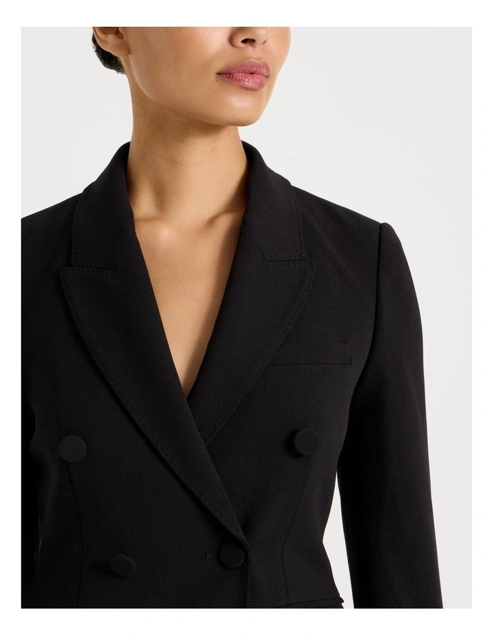 Fitted Double Breasted Blazer in Black image 6