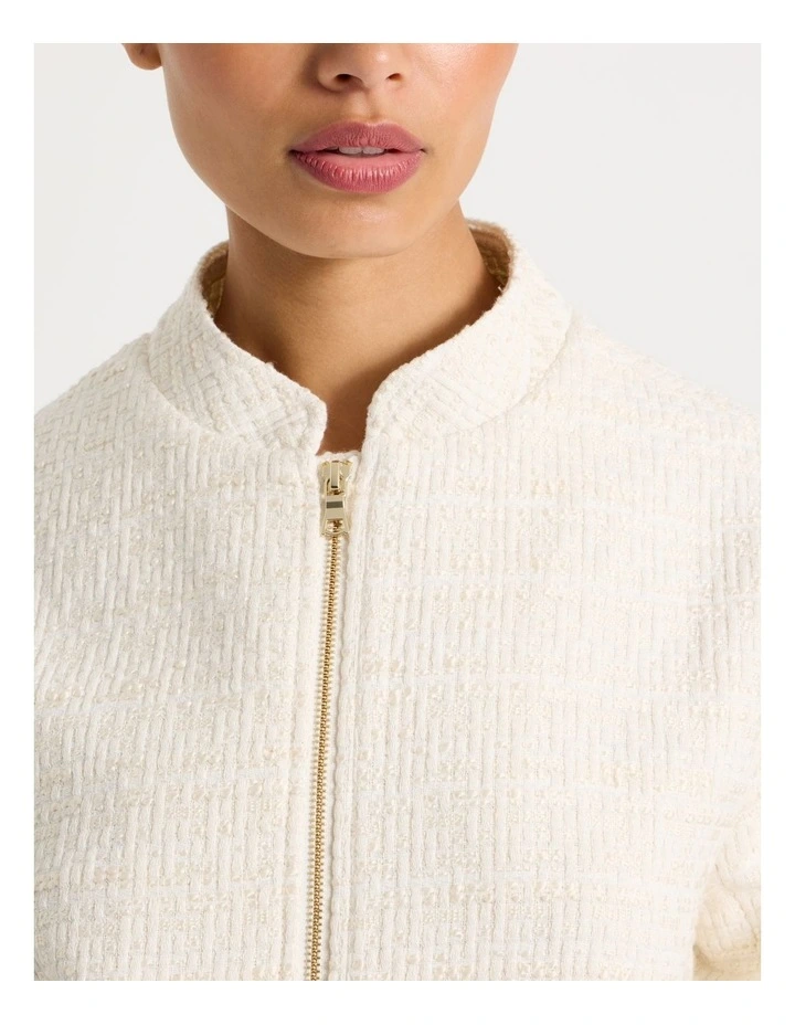 Boucle Zip Up Jacket in Ecru image 5