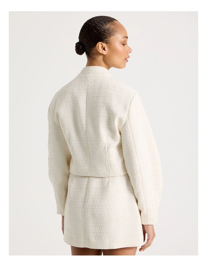 Boucle Zip Up Jacket in Ecru image 6