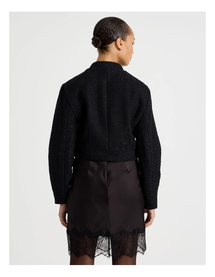 Boucle Zip Up Jacket in Black image 6