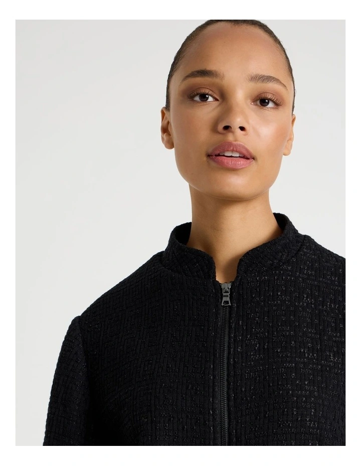 Boucle Zip Up Jacket in Black image 7