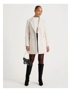 Double Breasted Coat in Egret Marle