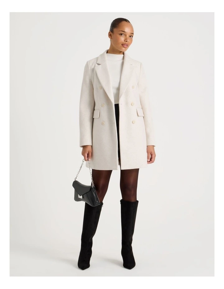 Double Breasted Coat in Egret Marle image 1