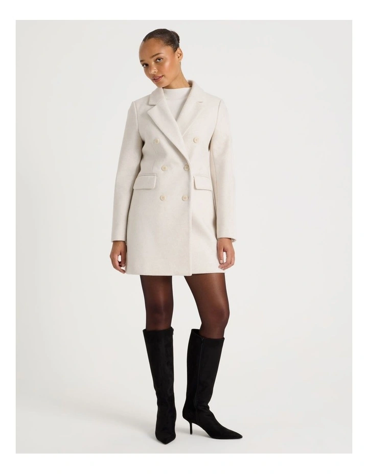 Double Breasted Coat in Egret Marle image 2