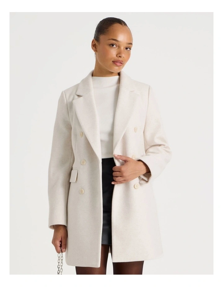 Double Breasted Coat in Egret Marle image 3
