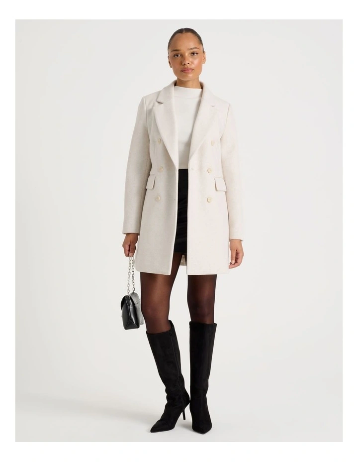 Double Breasted Coat in Egret Marle image 5