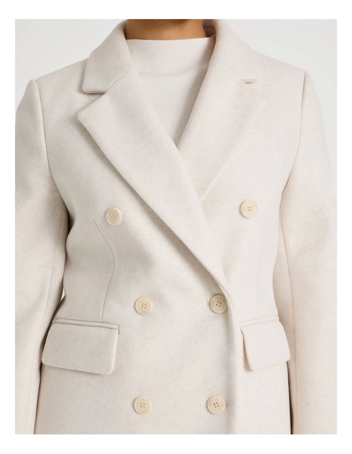 Double Breasted Coat in Egret Marle image 7
