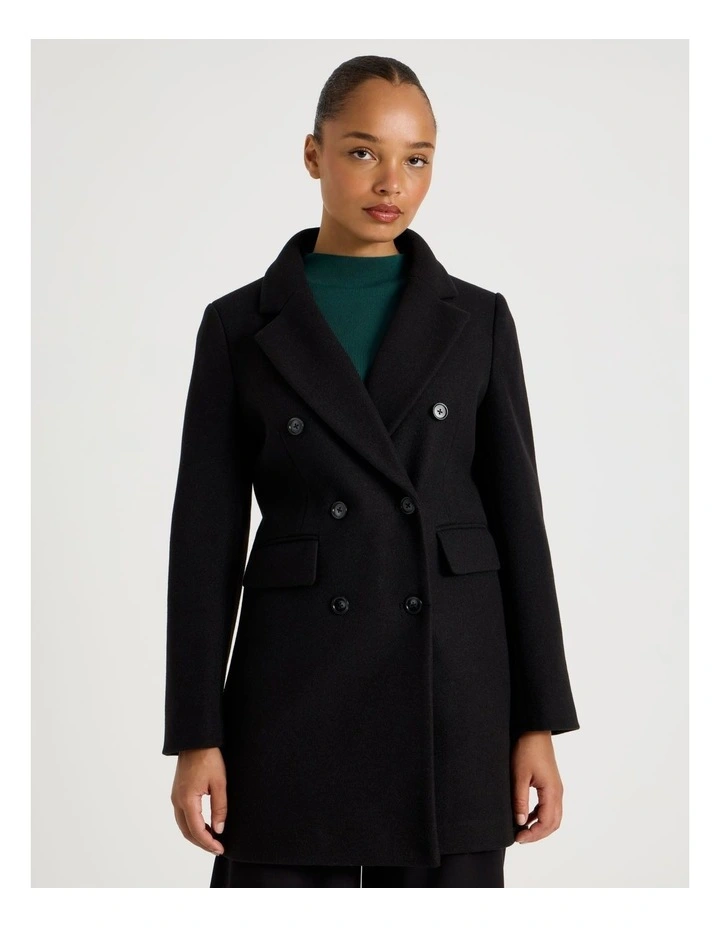 Double Breasted Coat in Black image 2