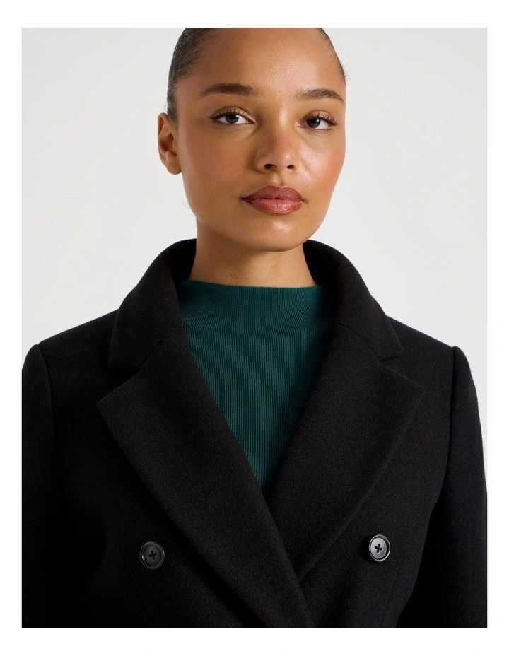 Double Breasted Coat in Black image 3