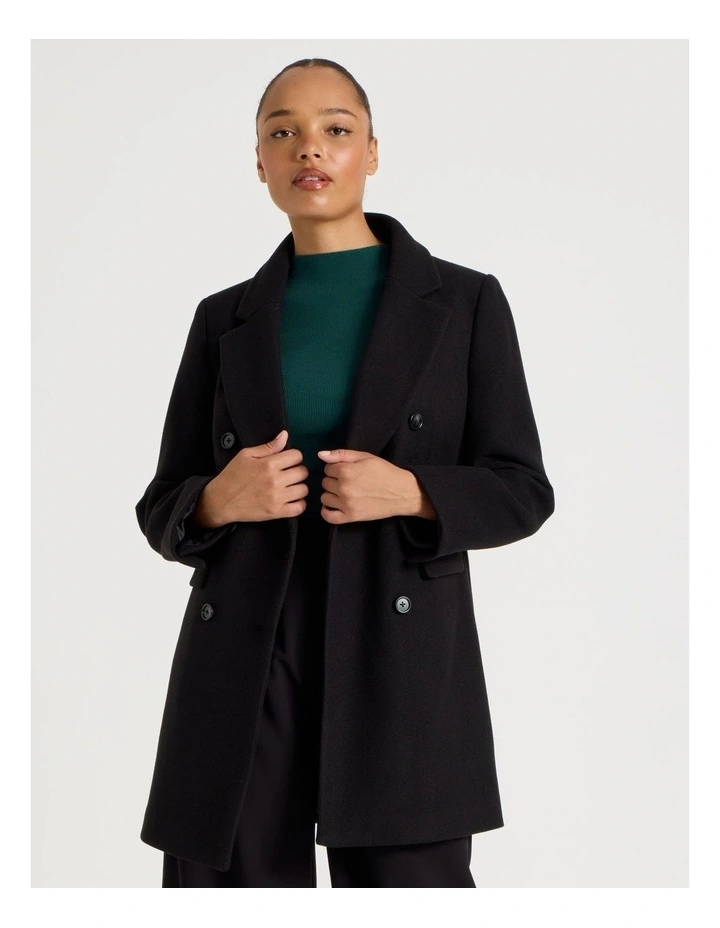 Double Breasted Coat in Black image 4