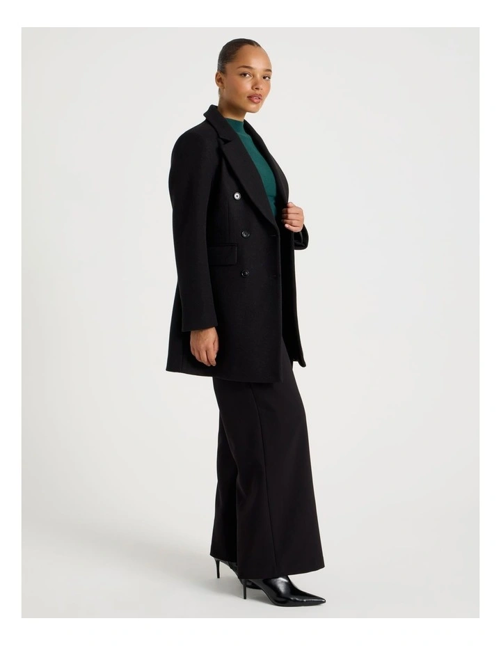 Double Breasted Coat in Black image 6