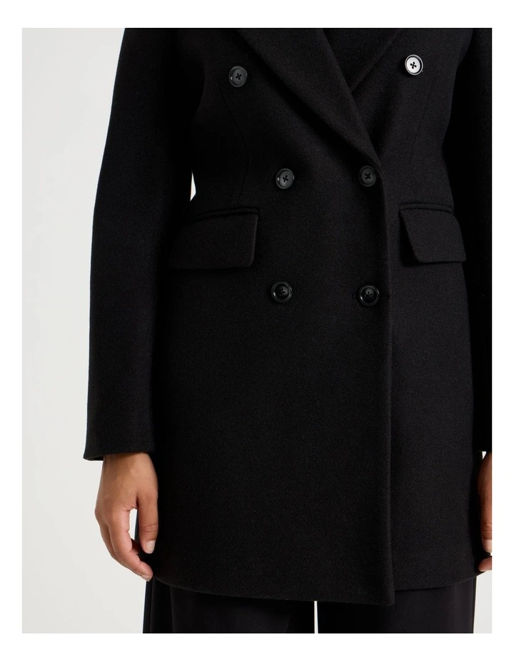 Double Breasted Coat in Black image 7
