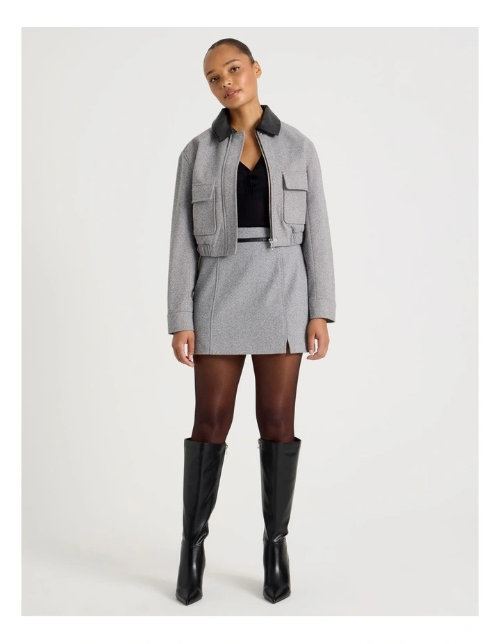 Herringbone Bomber Jacket in Charcoal image 2