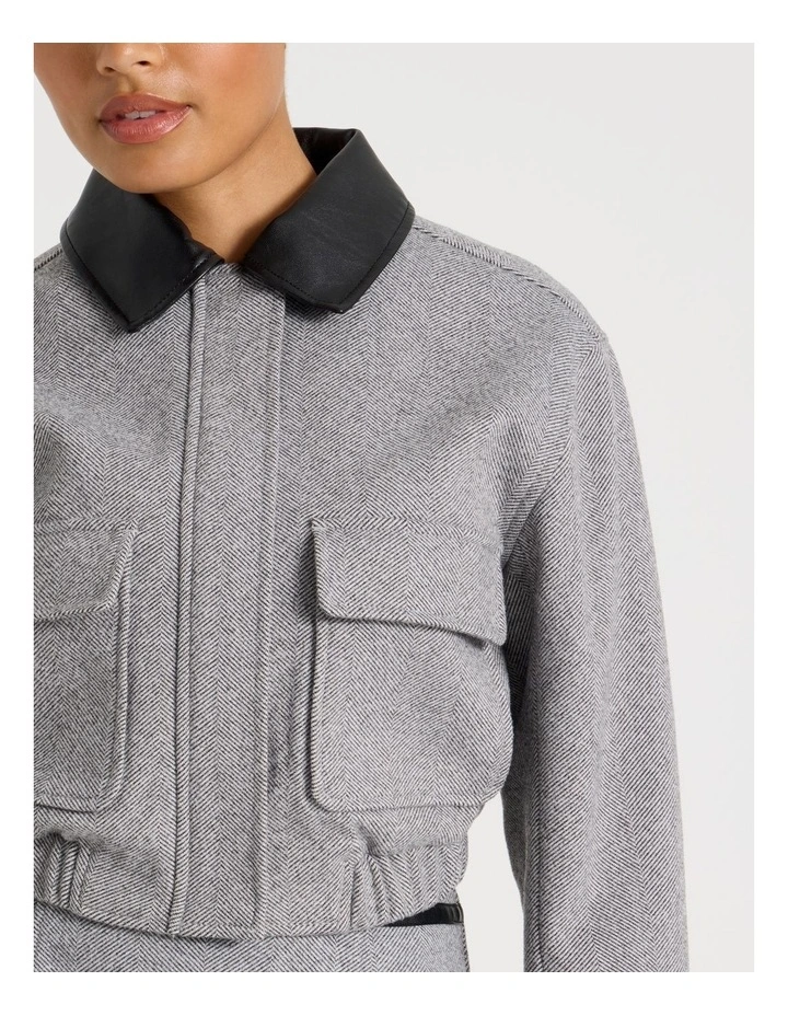 Herringbone Bomber Jacket in Charcoal image 4