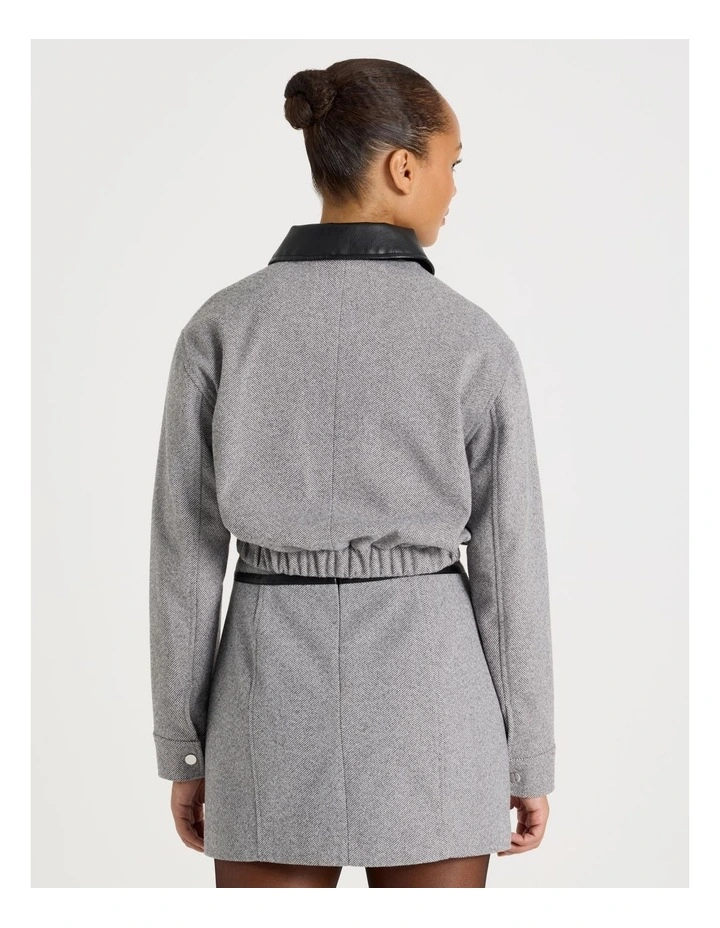 Herringbone Bomber Jacket in Charcoal image 6