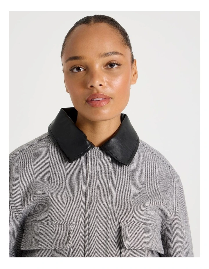 Herringbone Bomber Jacket in Charcoal image 7