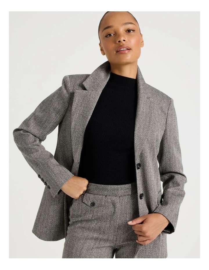 Herringbone Blazer in Grey image 1