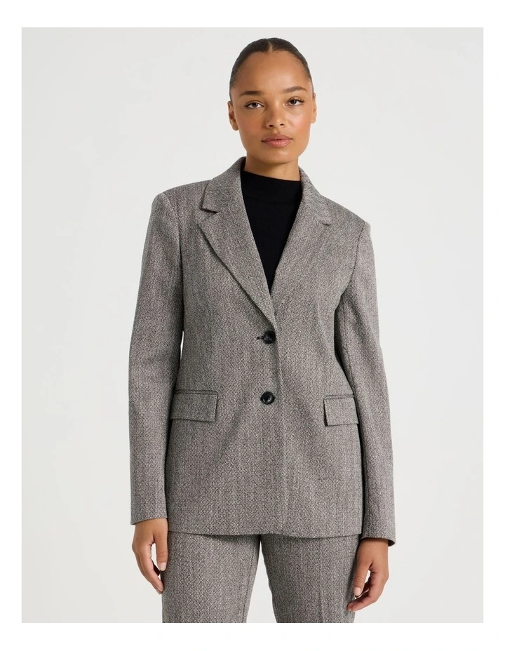 Herringbone Blazer in Grey image 3