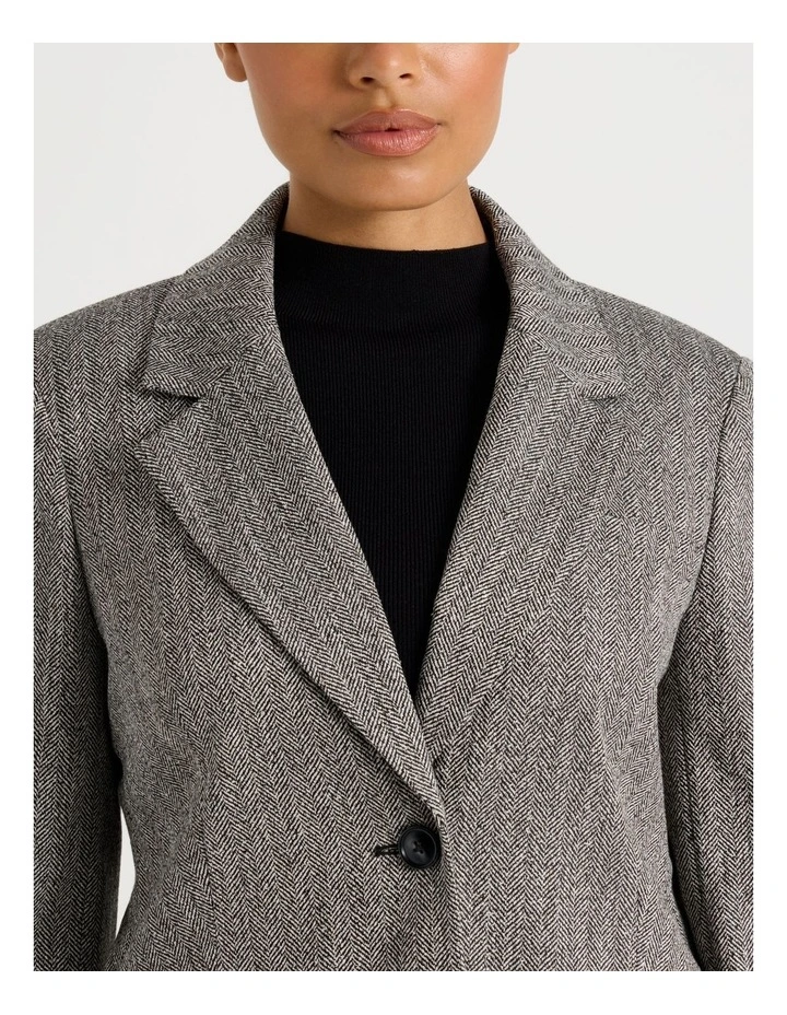 Herringbone Blazer in Grey image 4