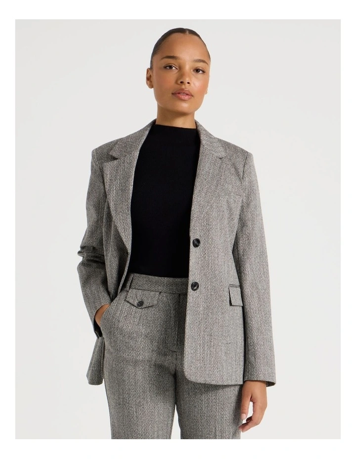 Herringbone Blazer in Grey image 5