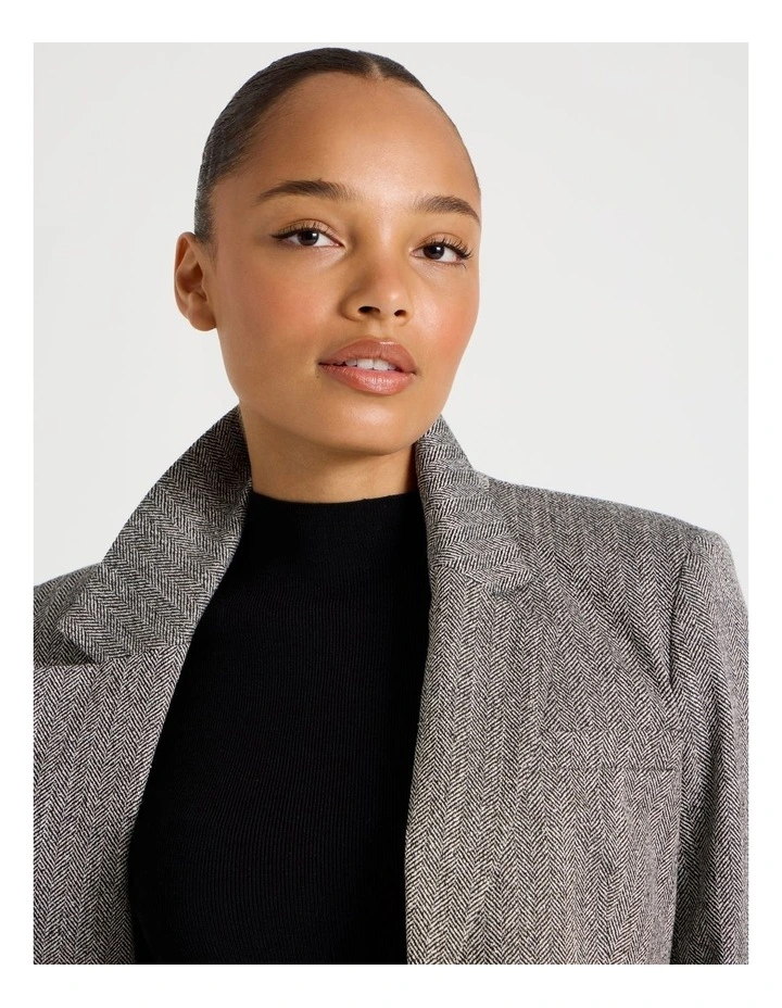 Herringbone Blazer in Grey image 7