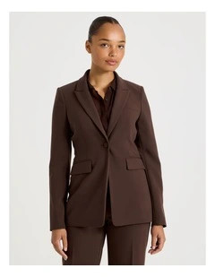 Slim Fit Single Breasted Blazer in Chocolate