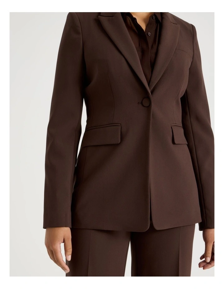 Slim Fit Single Breasted Blazer in Chocolate image 3
