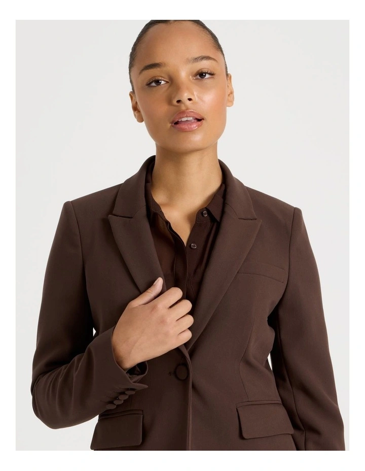 Slim Fit Single Breasted Blazer in Chocolate image 4