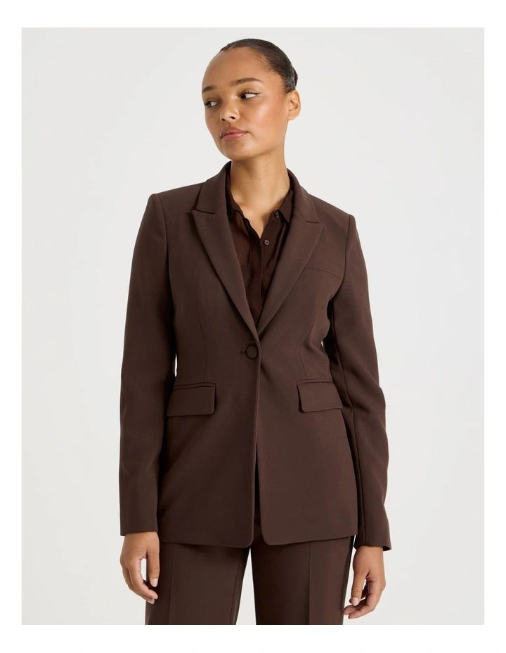 Slim Fit Single Breasted Blazer in Chocolate image 5