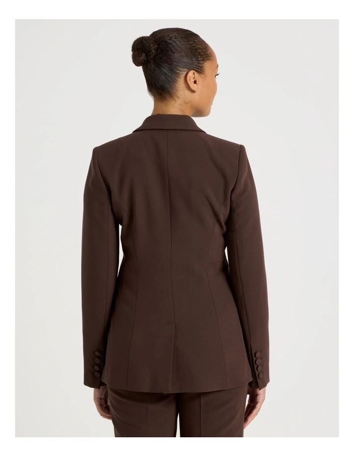 Slim Fit Single Breasted Blazer in Chocolate image 6