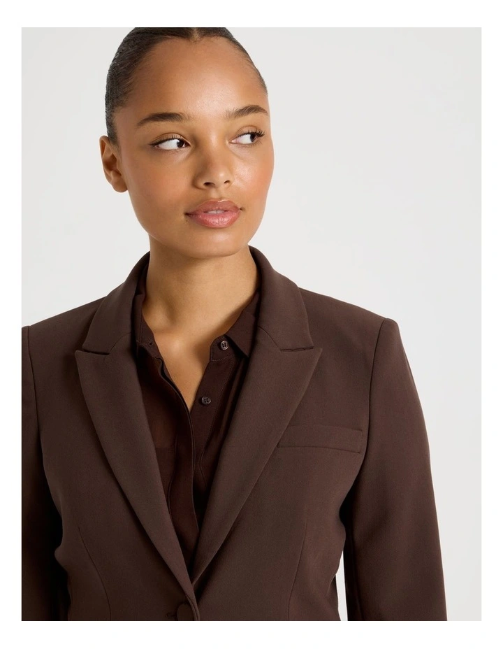 Slim Fit Single Breasted Blazer in Chocolate image 7