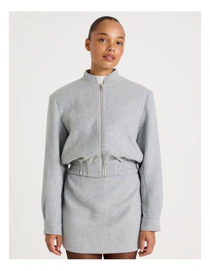 Brushed Bomber Jacket in Grey image 1