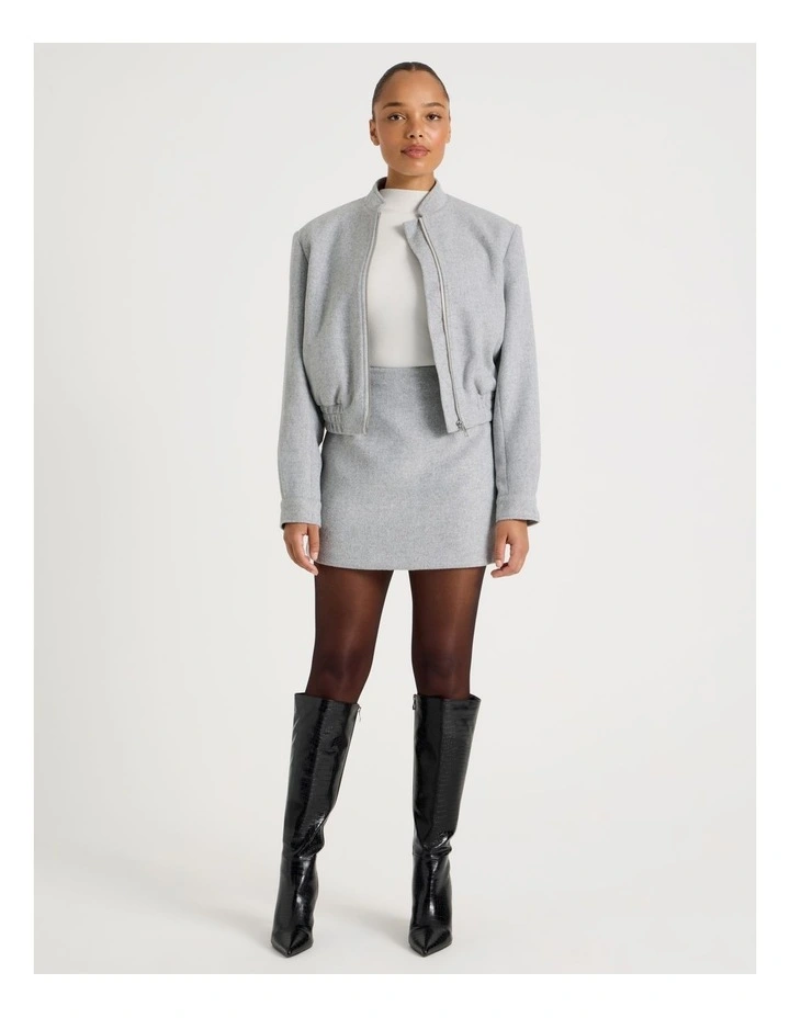 Brushed Bomber Jacket in Grey image 2