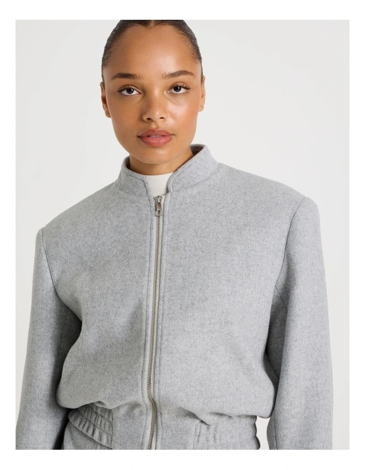 Brushed Bomber Jacket in Grey image 3