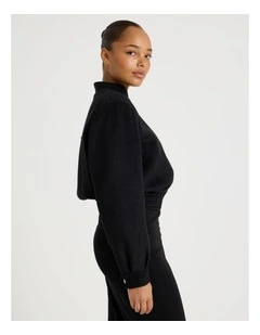 Brushed Bomber Jacket in Black