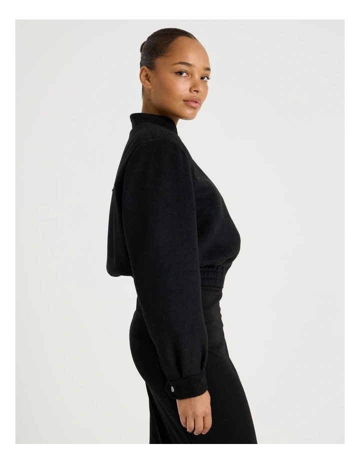 Brushed Bomber Jacket in Black image 1