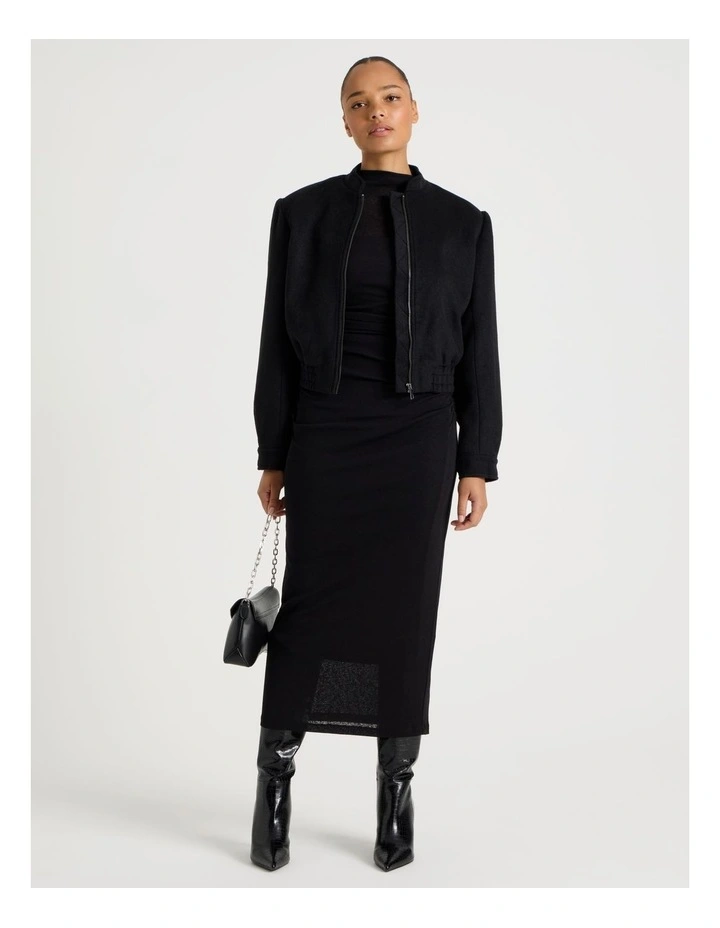 Brushed Bomber Jacket in Black image 2