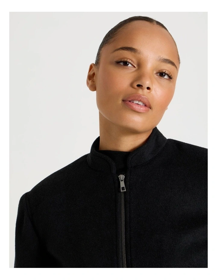 Brushed Bomber Jacket in Black image 3
