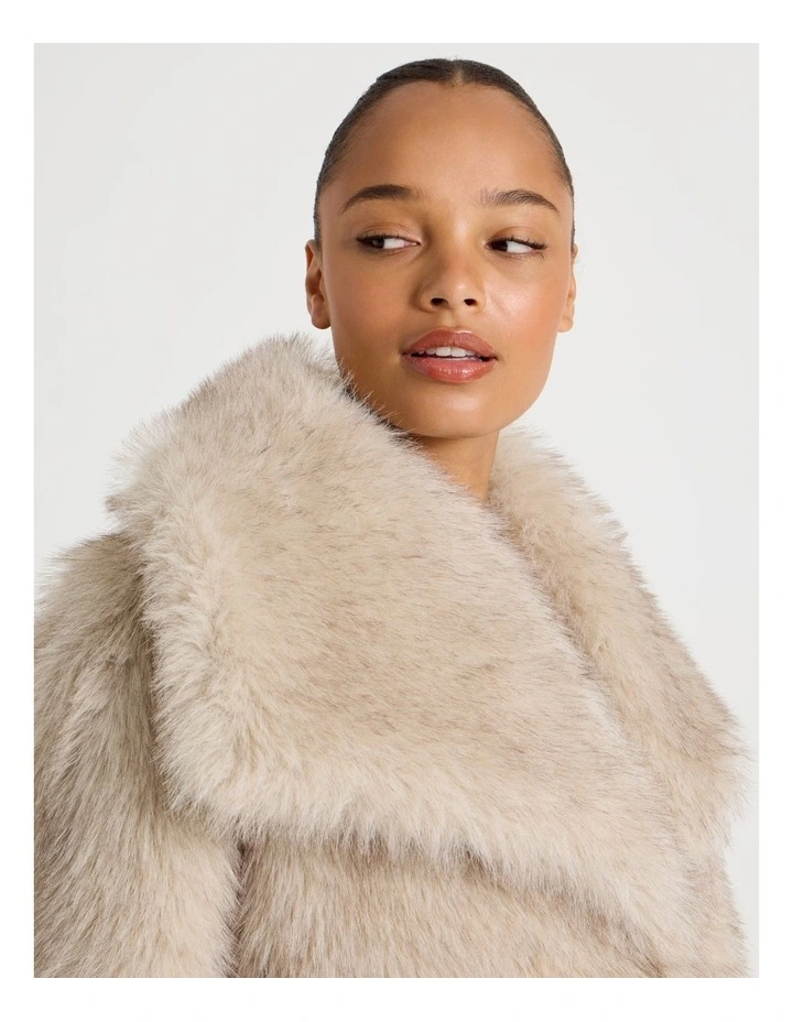 Fur Short Coat in Stone image 3