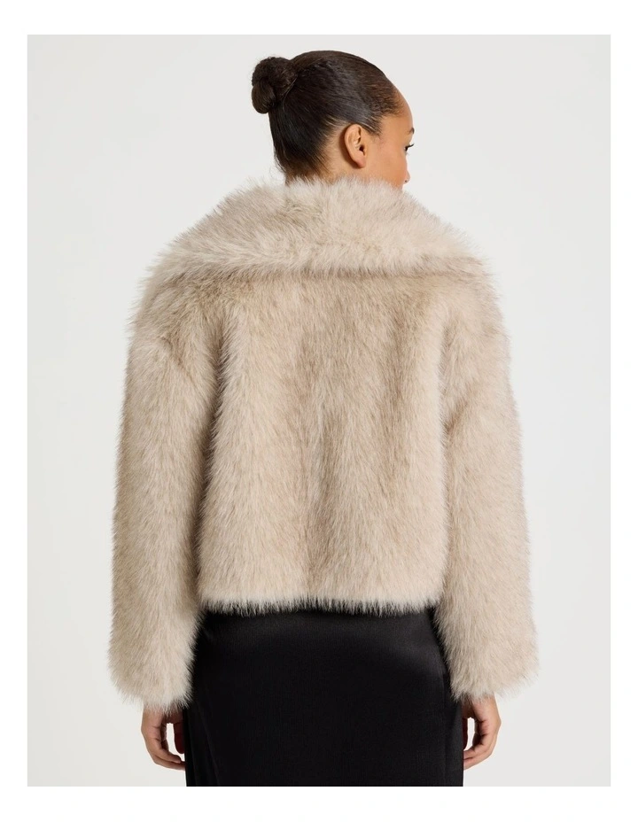 Fur Short Coat in Stone image 5
