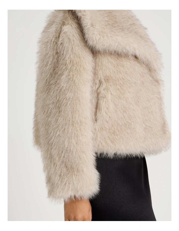 Fur Short Coat in Stone image 6