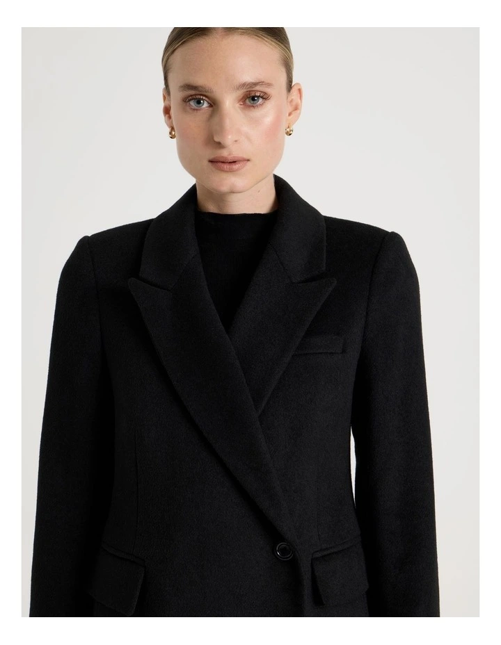 Long Tailored Coat in Black image 3