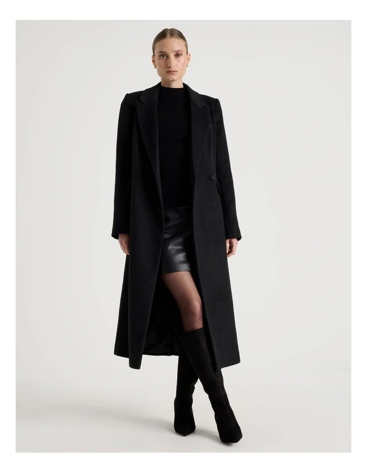 Long Tailored Coat in Black image 5