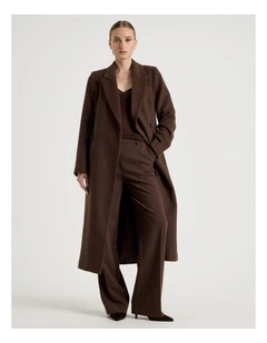 Long Tailored Coat in Dark Brown
