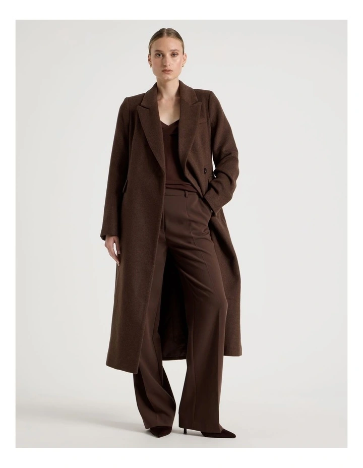 Long Tailored Coat in Dark Brown image 1