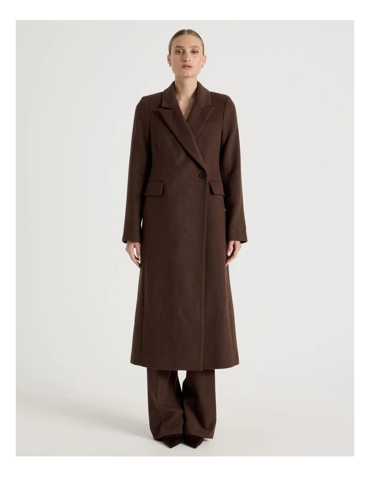 Long Tailored Coat in Dark Brown image 2